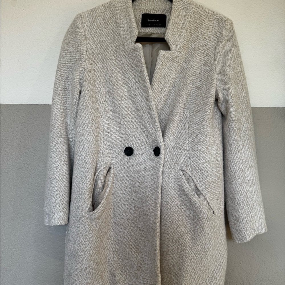 Stradivarius Cream Trench Coat with Classic Lapel